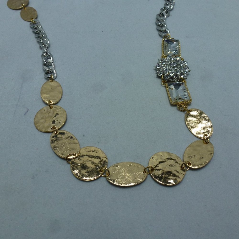Gold and Silver Two-Tone Coin Fashion Pendant Necklace NWOT $84 retail - Picture 4 of 8